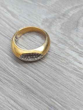 925 Gold-Tone Pavé Crystal Dome Ring - Women Jewelry